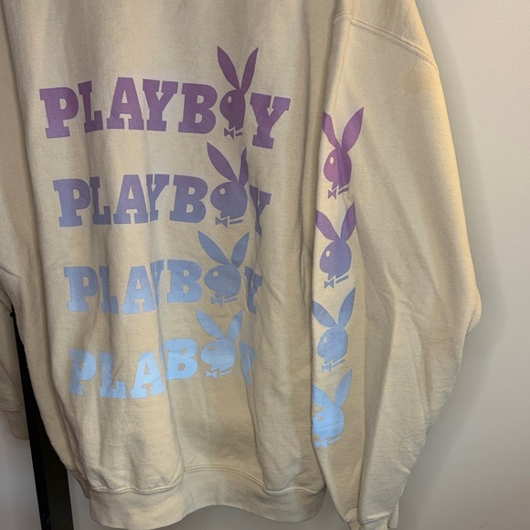 Playboy Cream Sweatshirt with Purple and Blue Accents - Picture 4 of 4